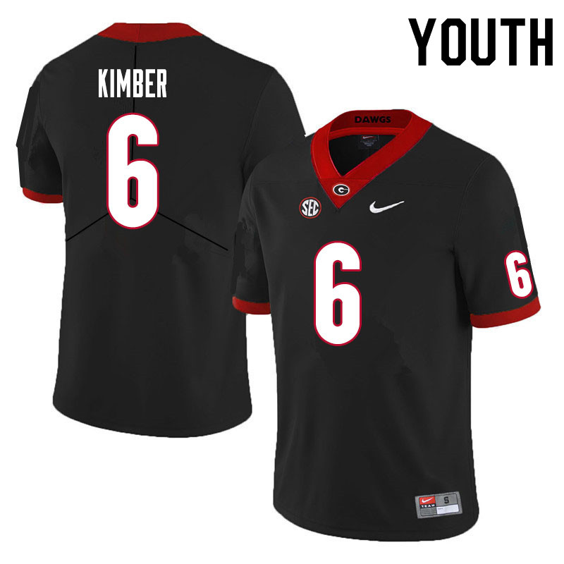 Youth #6 Jalen Kimber Georgia Bulldogs College Football Jerseys Sale-Black